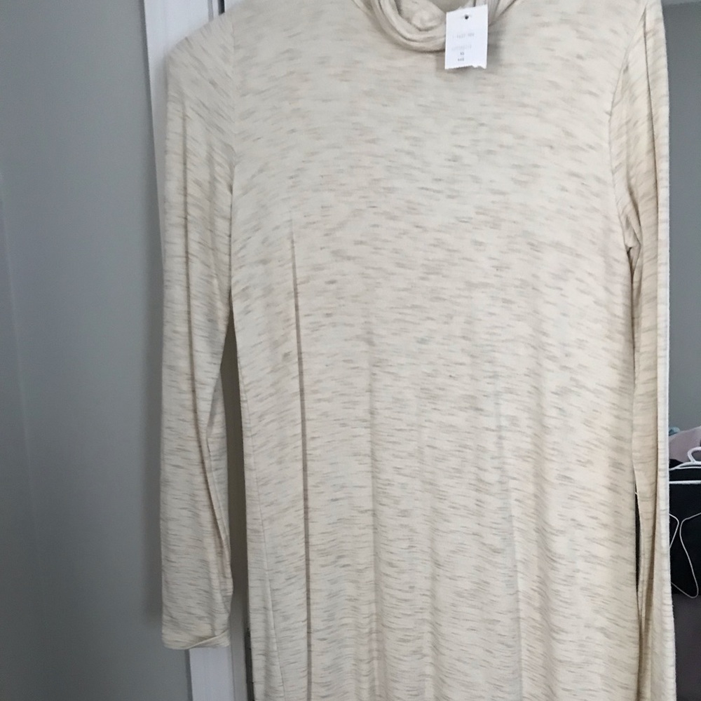 Cream sweater dress w/ turtle neck